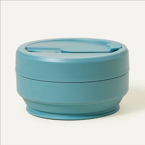 NEW Stojo 16 oz Collapsible Cup Aqua Blue Teal Dishwasher Safe Silicone - Picture 2 of 9